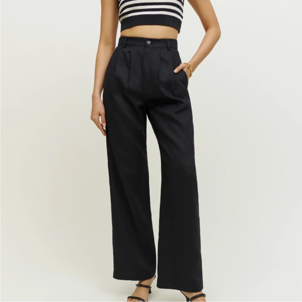 Reformation Vesta Black Linen Pants Size 12